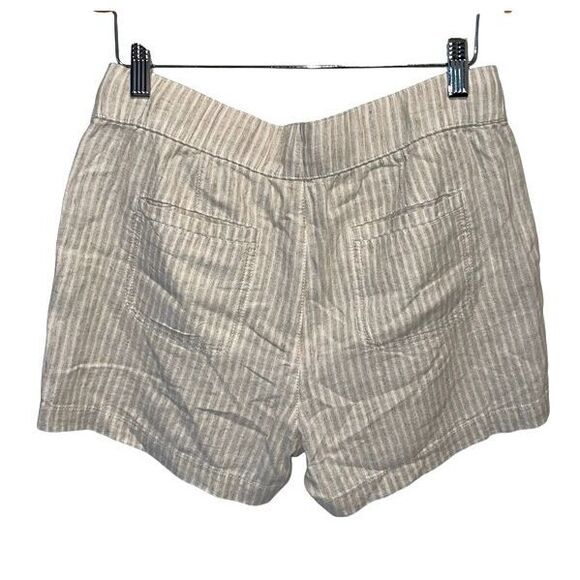 Caslon Linen Blend Elastic Waist Pull On Shorts Tan Striped NWT Size XS - Picture 2 of 7